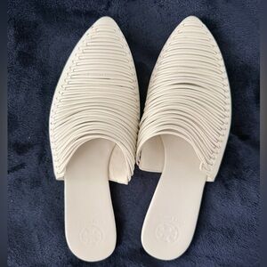 Tory Burch 'Sienna' Pointy Toe Mule Slides White Leather